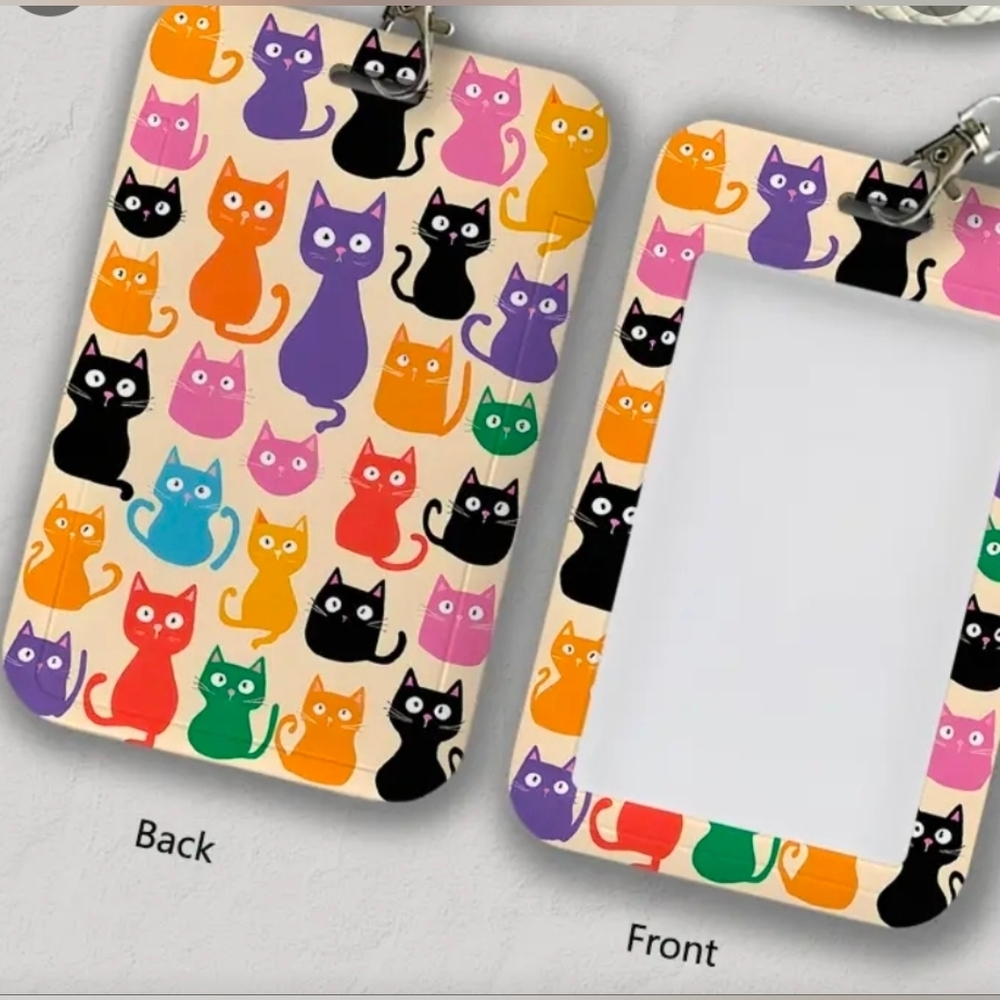 Luggage Tags- 2 Colorful Silly Cat ID Tags. New - Picture 3 of 3